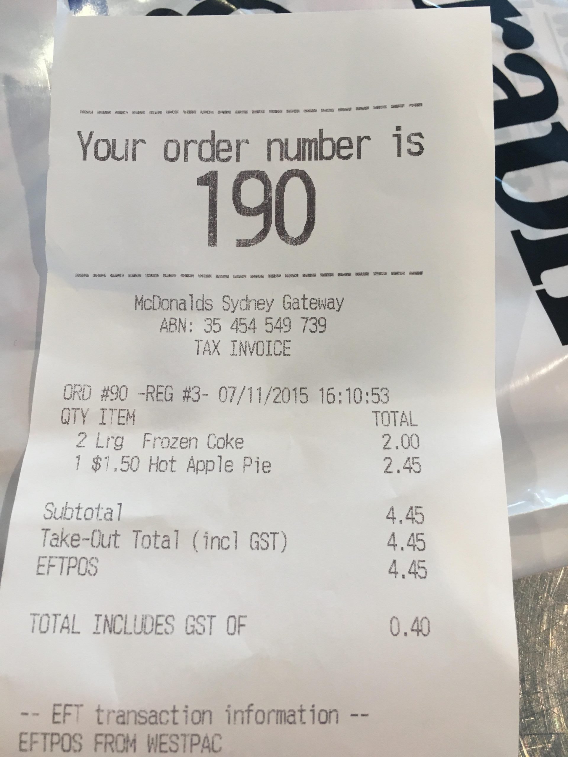 $1.50 McDonalds Apple Pie