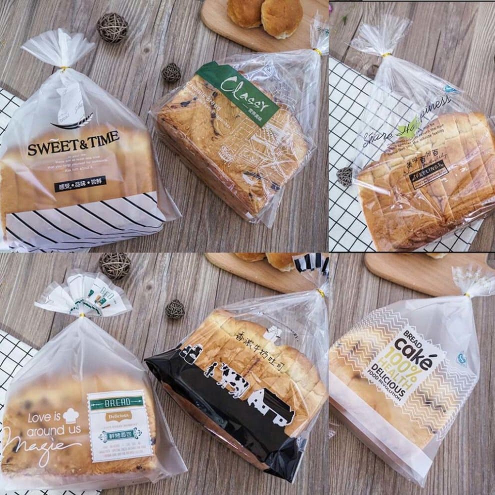100pcs Plastic Bread Bag Food Packaging Storage Bakery Toast Bag