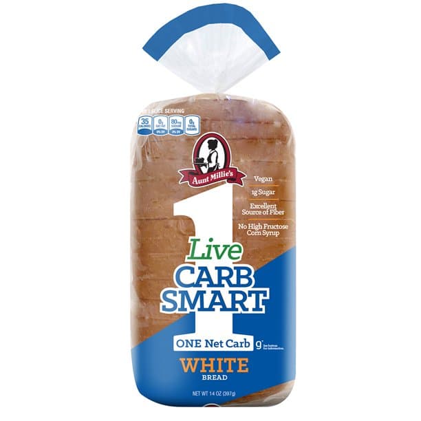 Aunt Millies Live Carb Smart White Bread, 14 oz.