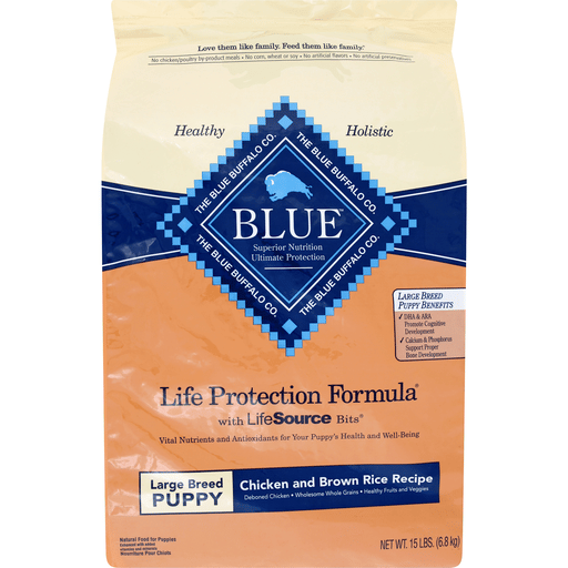 Blue Dog Food, Natural, Large Breed Puppy, Chicken &  Brown Rice