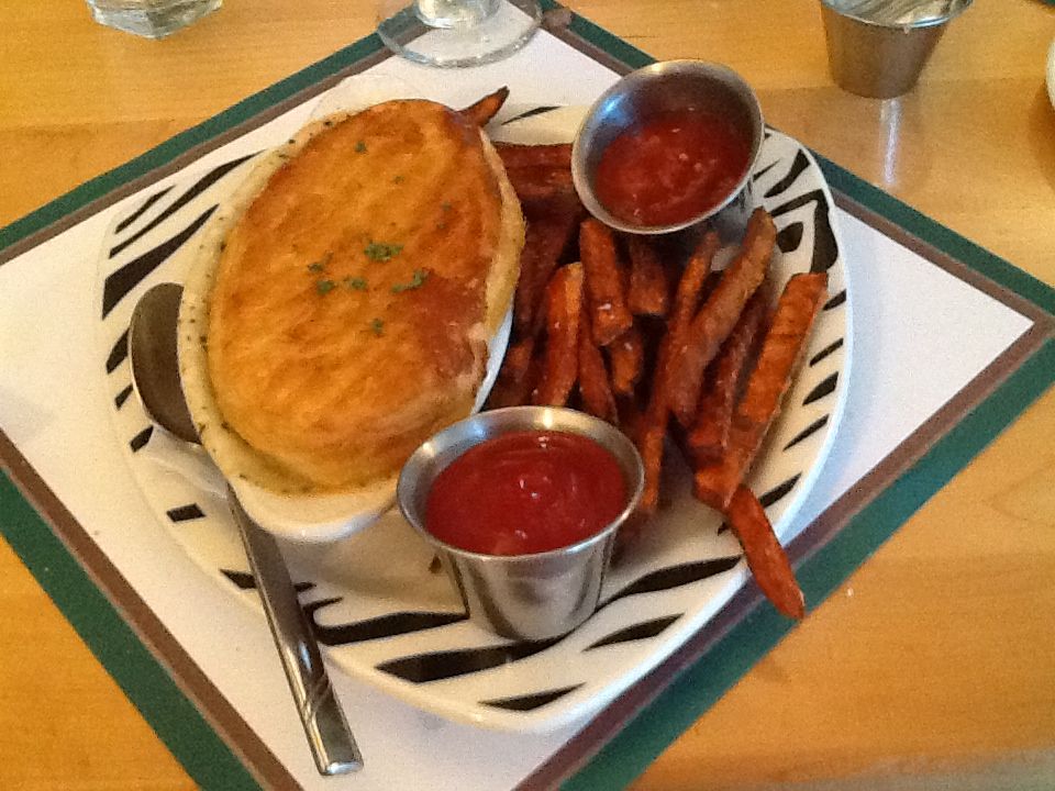Chicken pot pie with sweet potato fries at San Diego Zoo