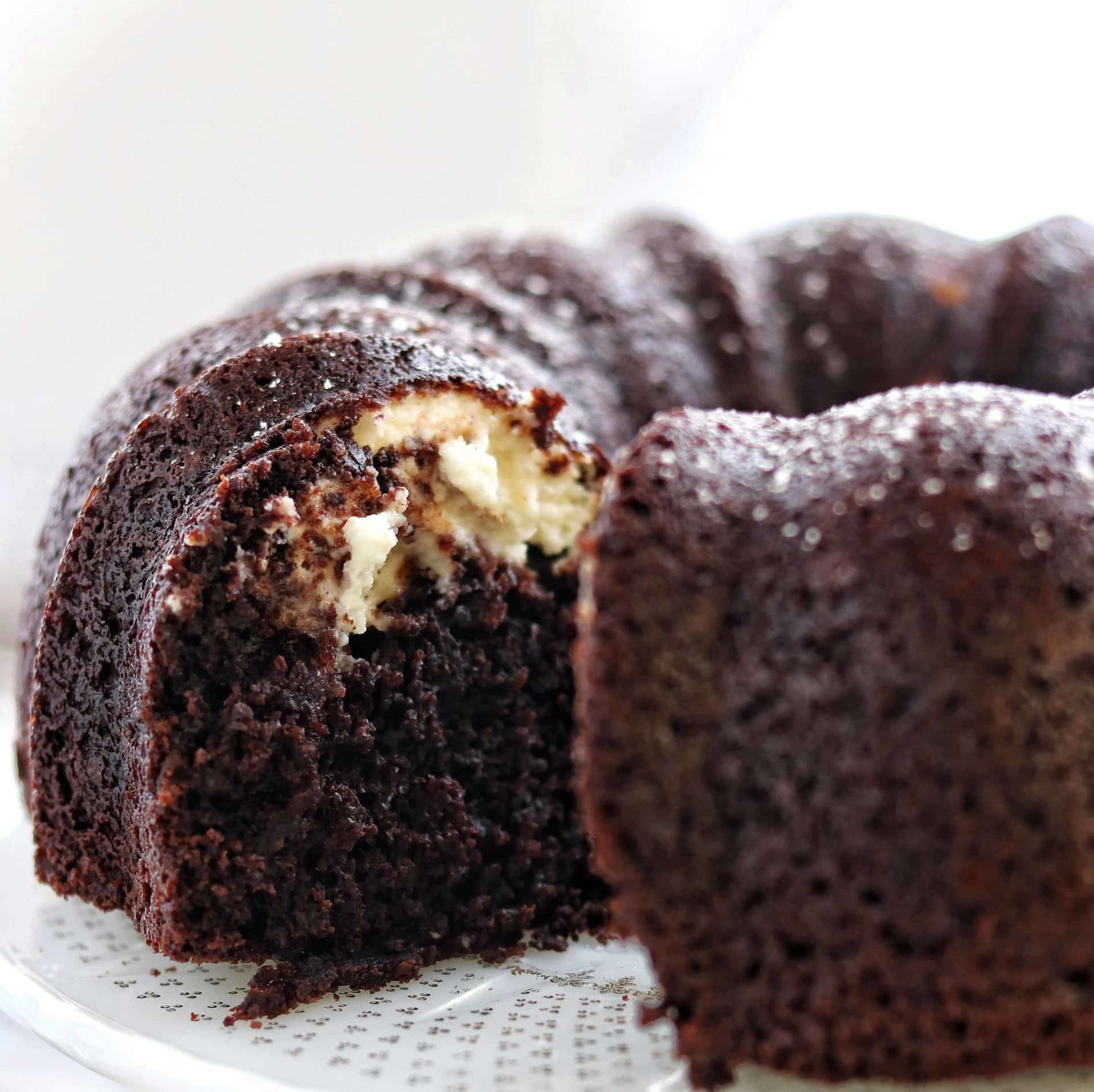 Chocolate Bundt Cake with Cream Cheese Filling