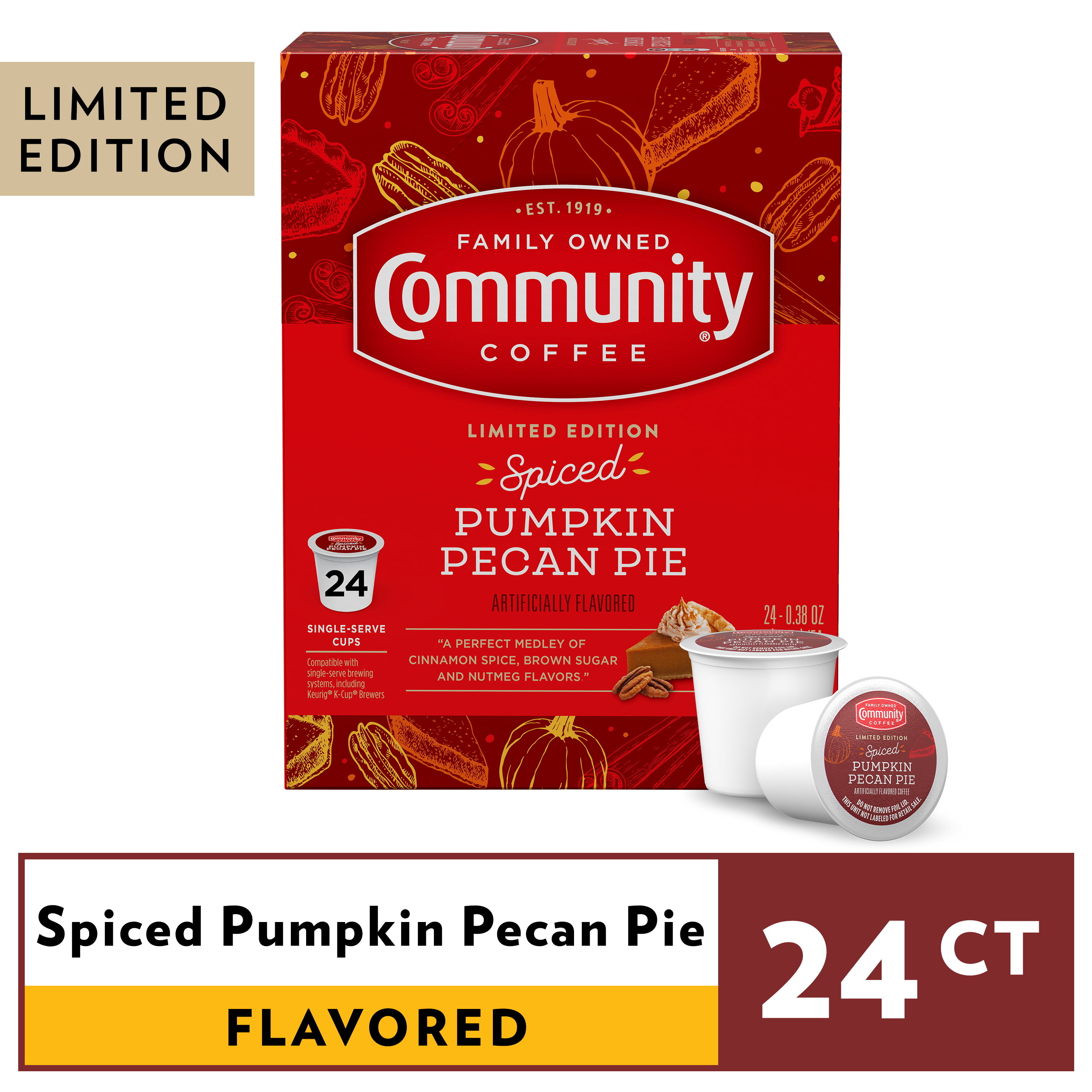 Community Coffee Spiced Pumpkin Pecan Pie Pods for Keurig ...