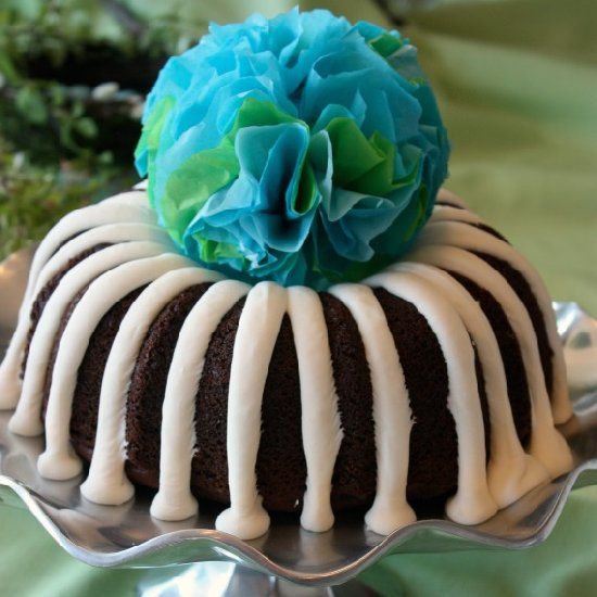 Copycat Nothing Bundt Cake with cream cheese frosting.
