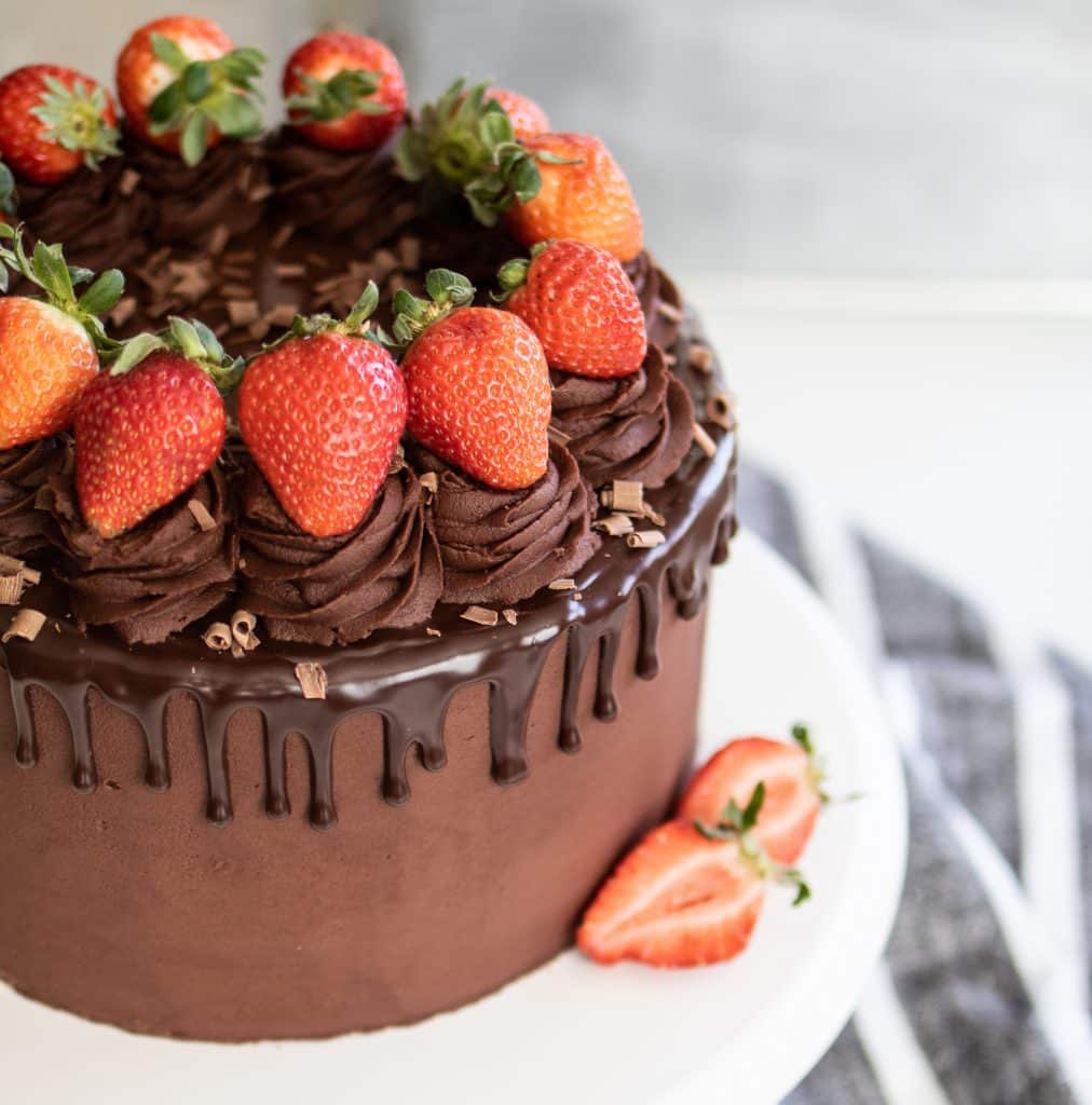 Dark Chocolate Covered Strawberry Cake  Lo