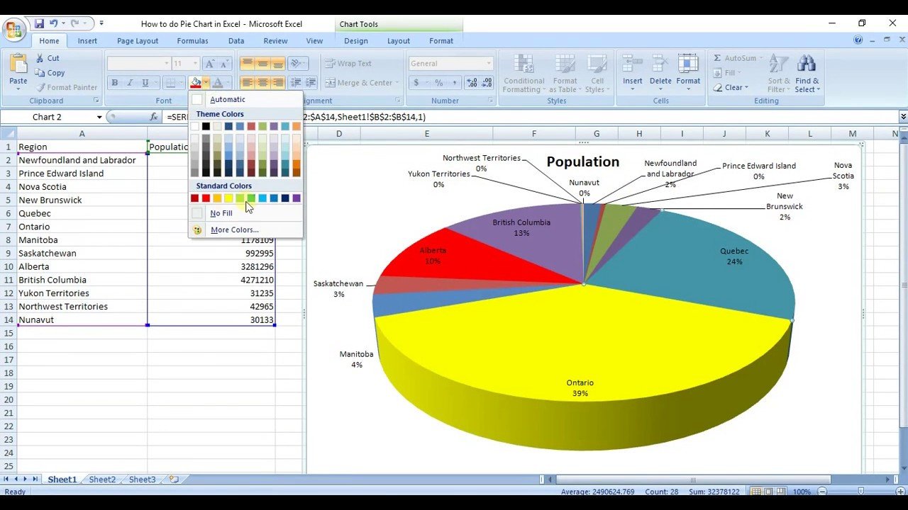 How to do Pie Chart in Excel