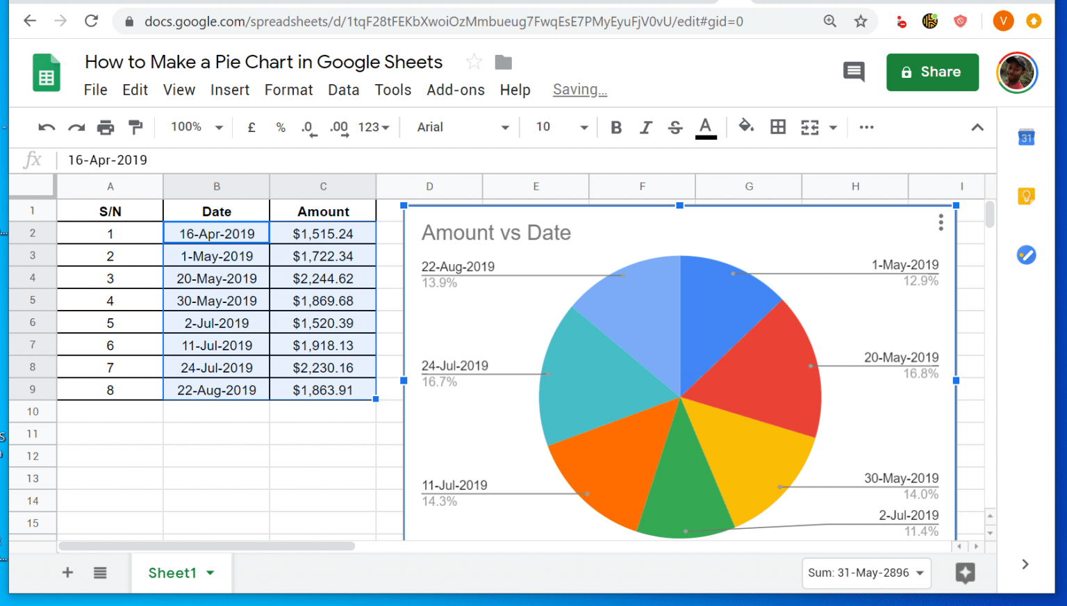 How to Make a Pie Chart in Google Sheets from a PC, iPhone ...