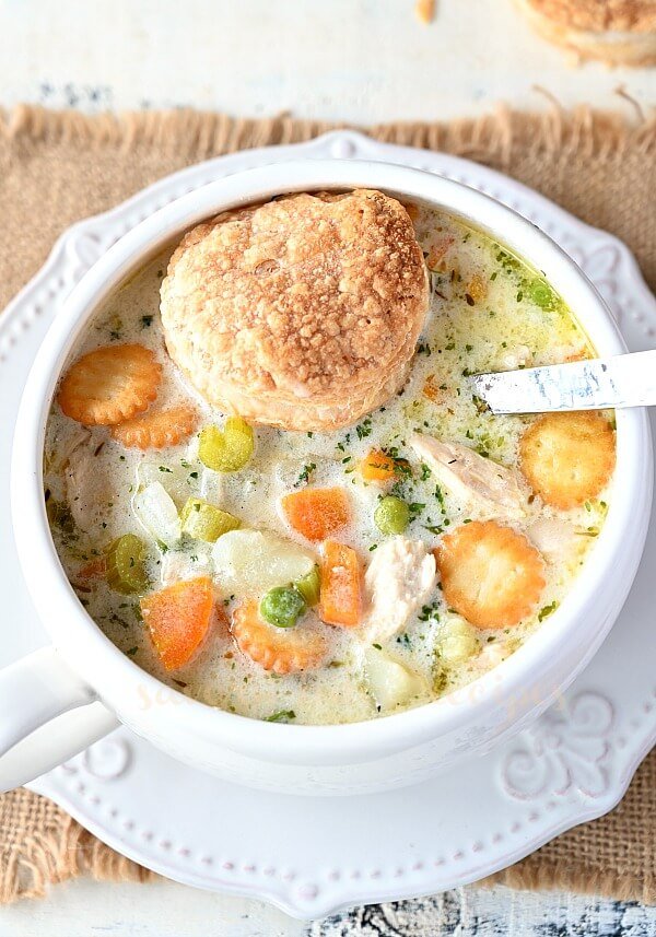 How to make creamy chicken pot pie soup