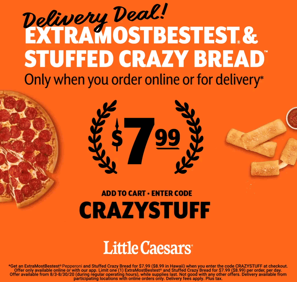 [January, 2021] Pepperoni pizza + stuffed crazy bread = $8 at Little ...