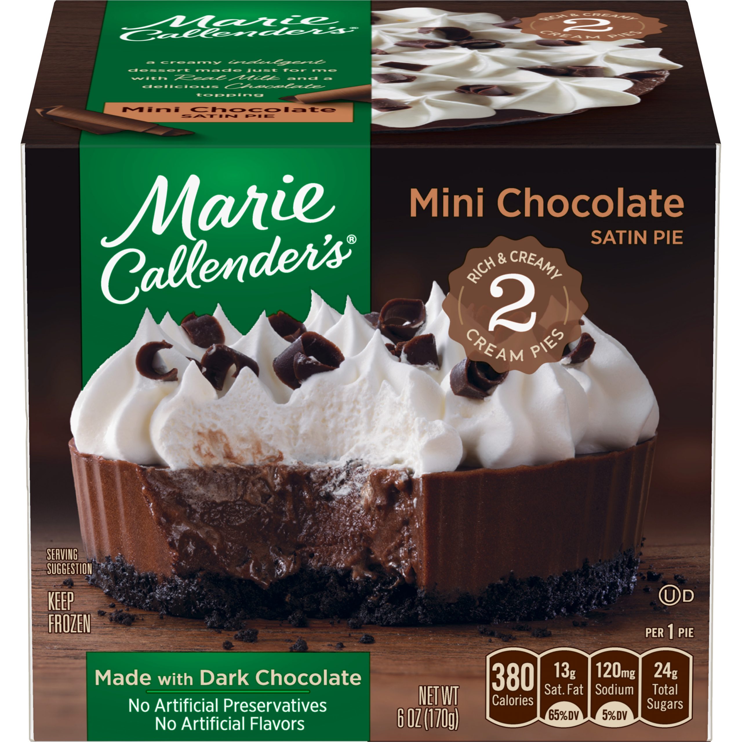 Marie Callenders Frozen Mini Pie Dessert 2 Mini Chocolate ...