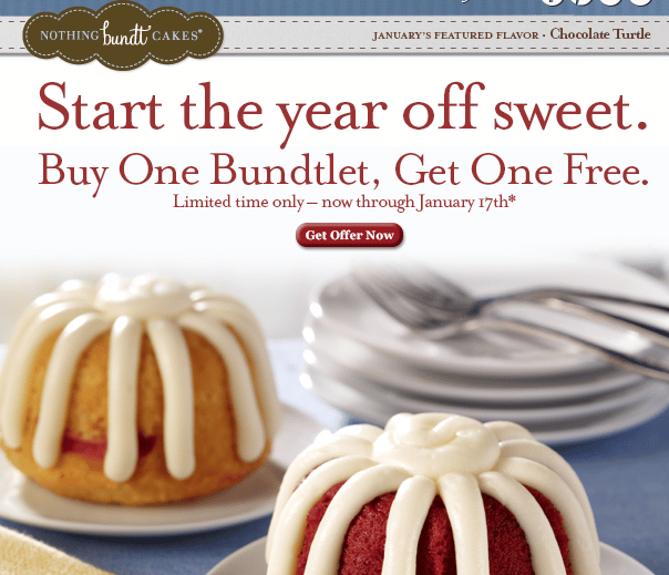 Nothing Bundt Cakes: Buy One Bundtlet, Get One FREE! ($3.99 Value ...