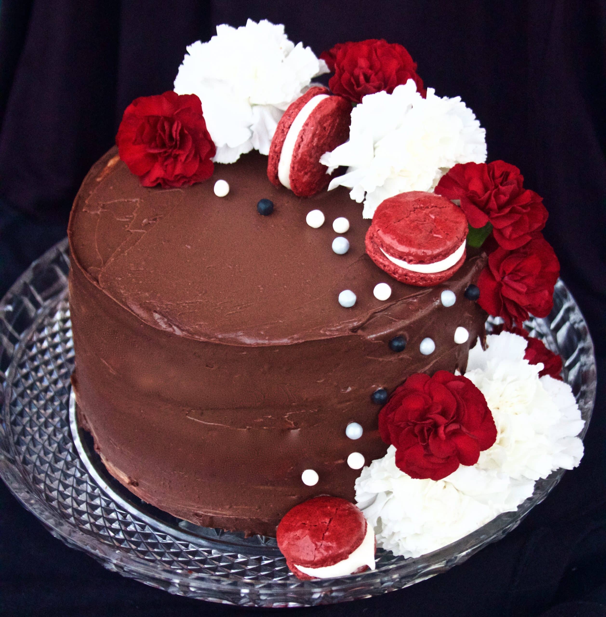 Red Velvet Layer Cake with White Chocolate Mousse and Chocolate Ganache ...