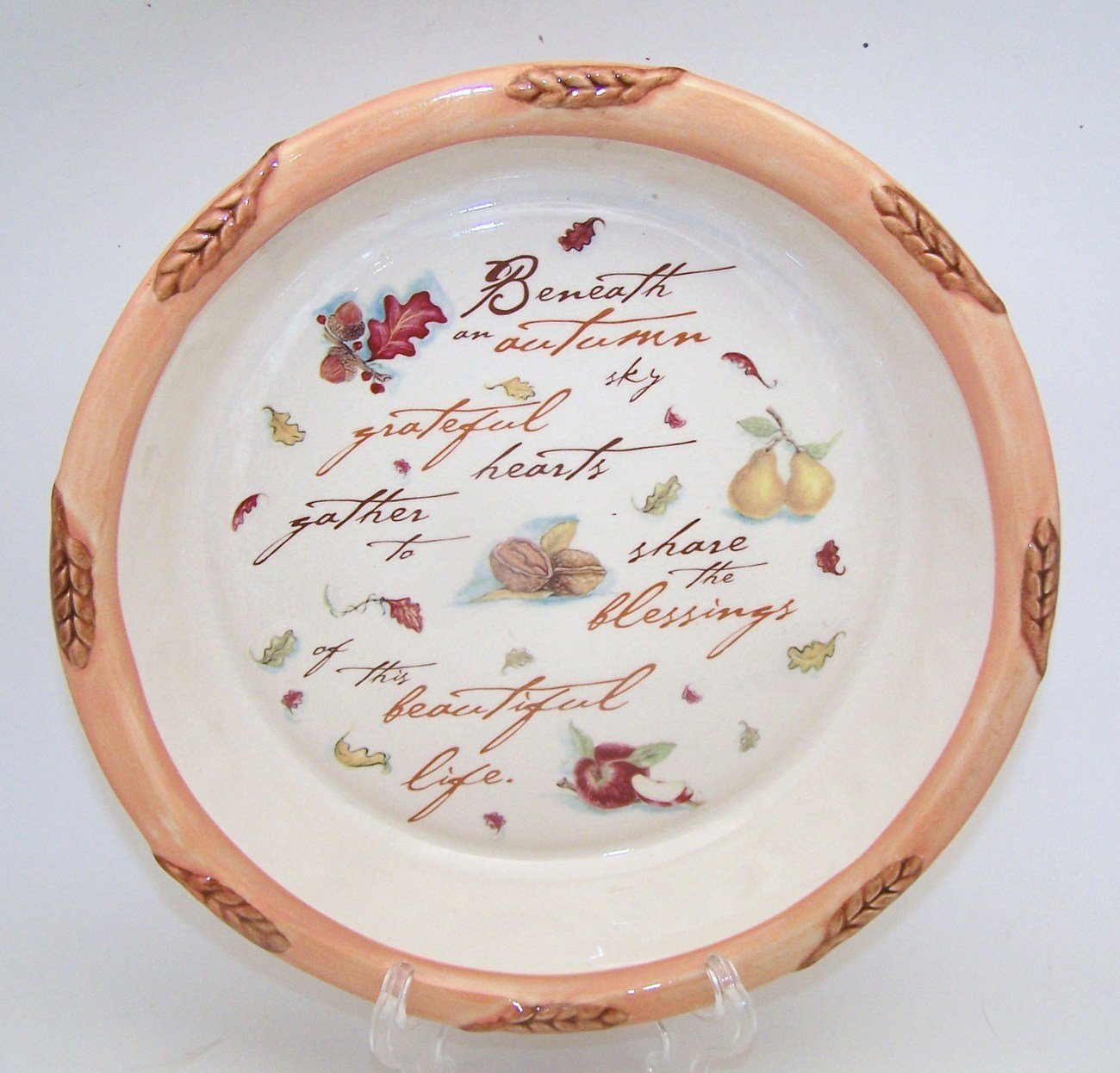Russ Berrie Deep Dish Autumn Ceramic Pie Plate
