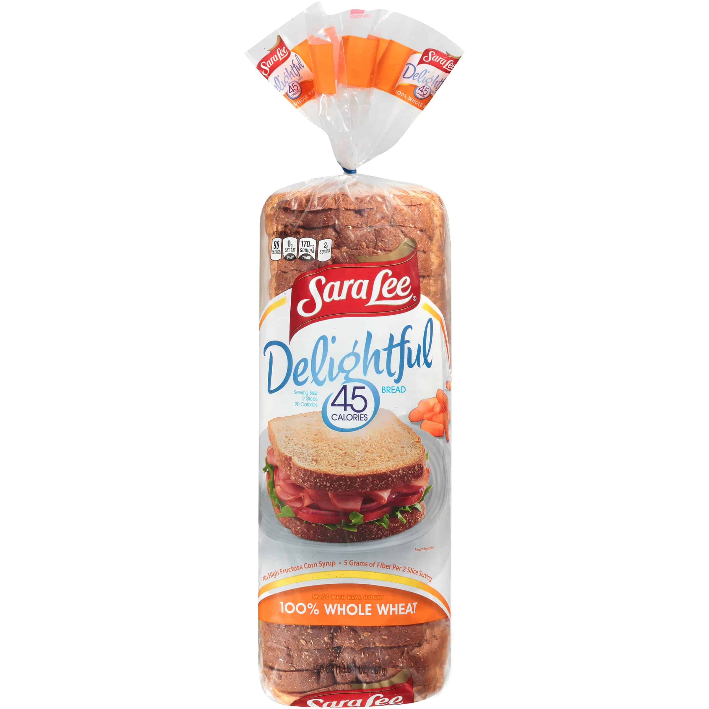 Sara Lee Delightful 100% Whole Wheat Bread Loaf, 20 oz, 26 Count ...