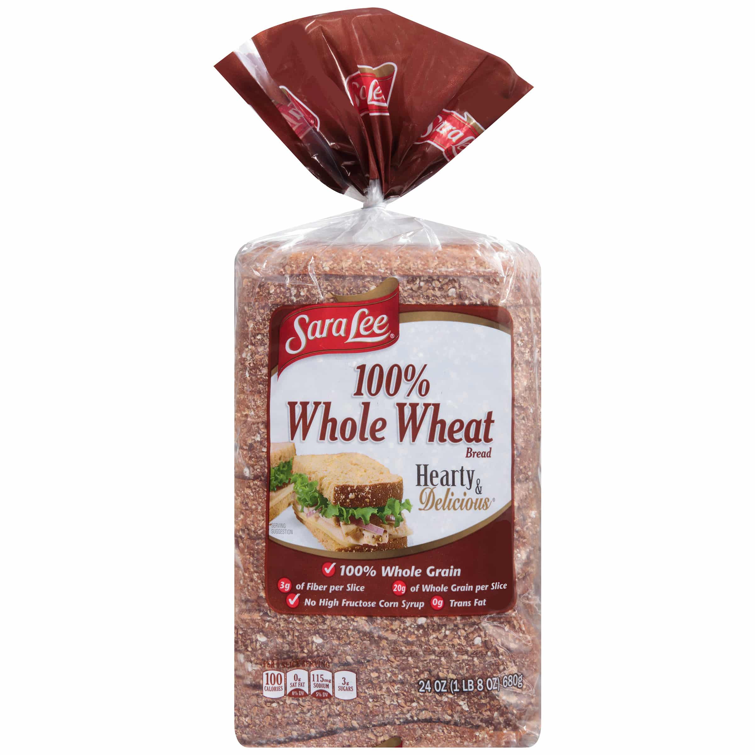 Sara Lee® Hearty &  Delicious® 100% Whole Wheat Bread 24 oz. Bag ...