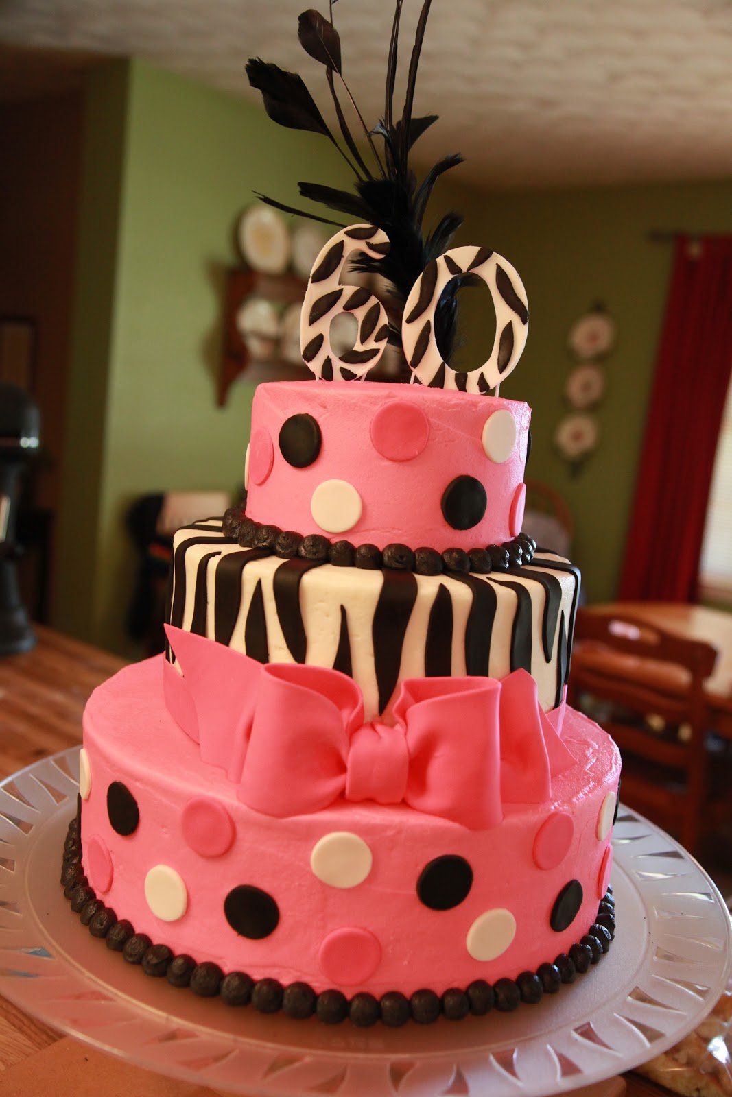 the cake box girls: Zebra stripe &  hot pink 60th birthday cake