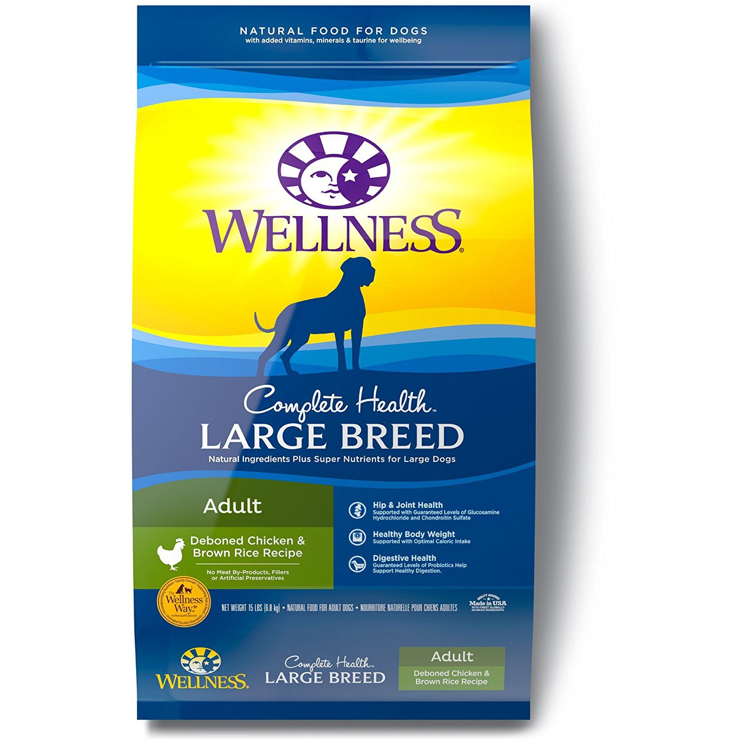Wellness Complete Health Natural Dry Large Breed Dog Food, Chicken and ...