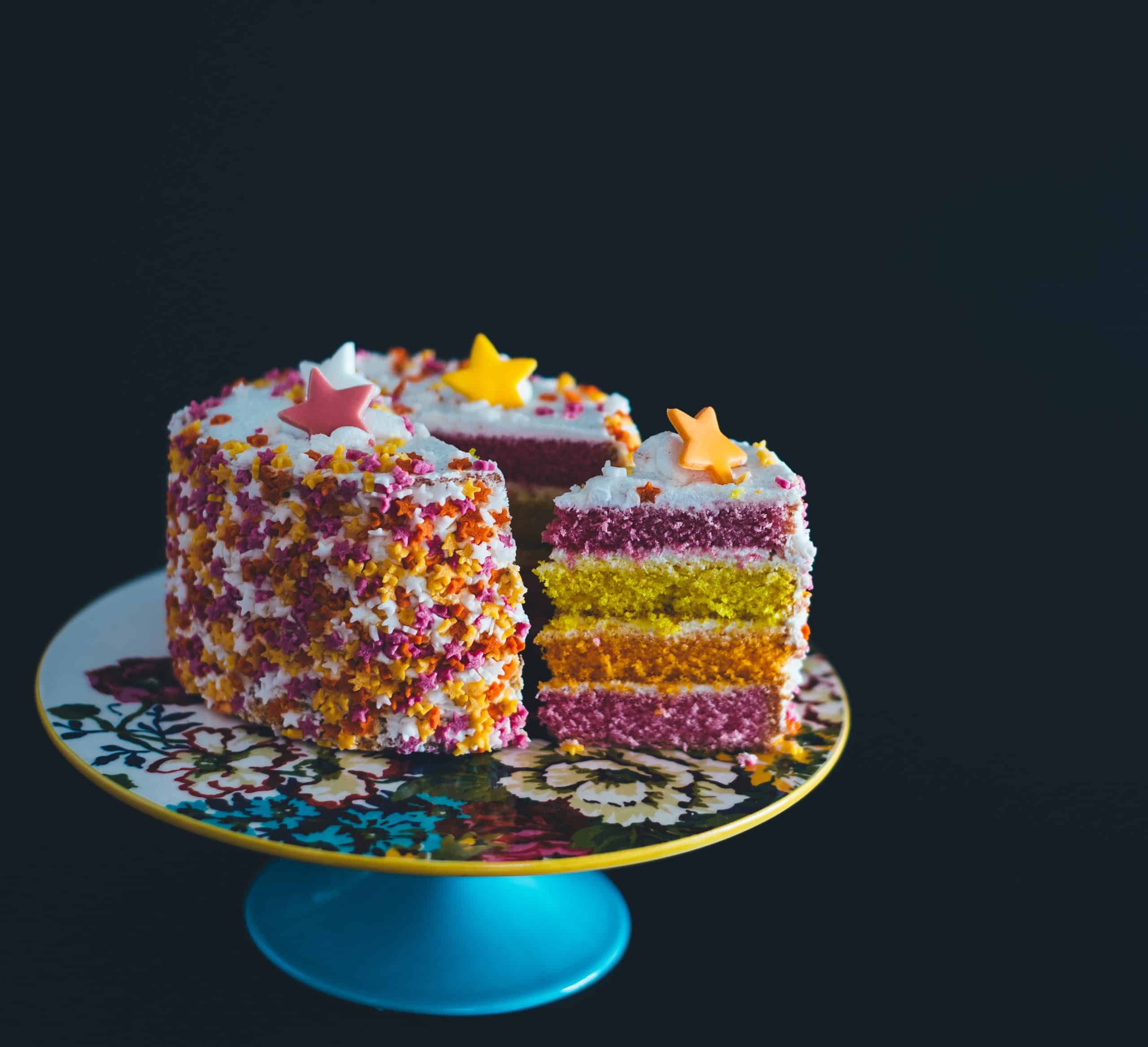 Yummy Birthday Cake on platter image